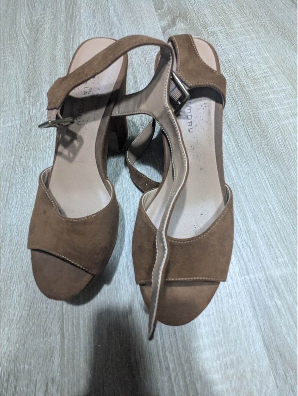 CL by Laundry Brown Suede Open Toe Slingback Heels